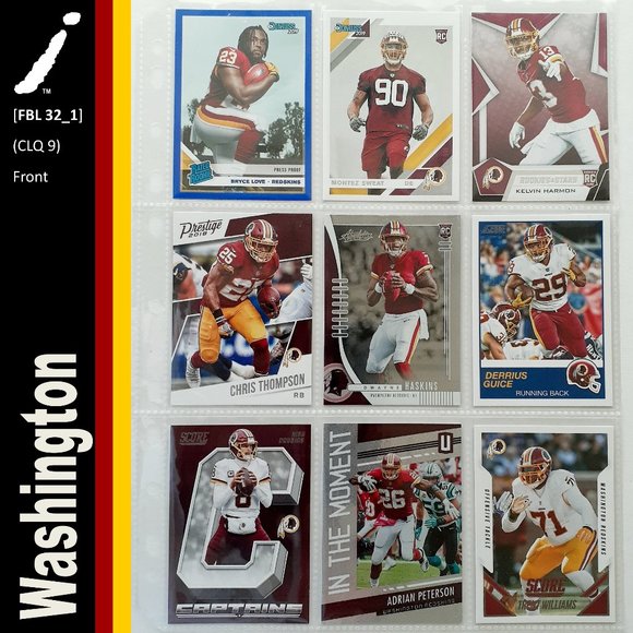 NFL Other - Washington Redskins 9 Player Card Lot [FBL32_1]